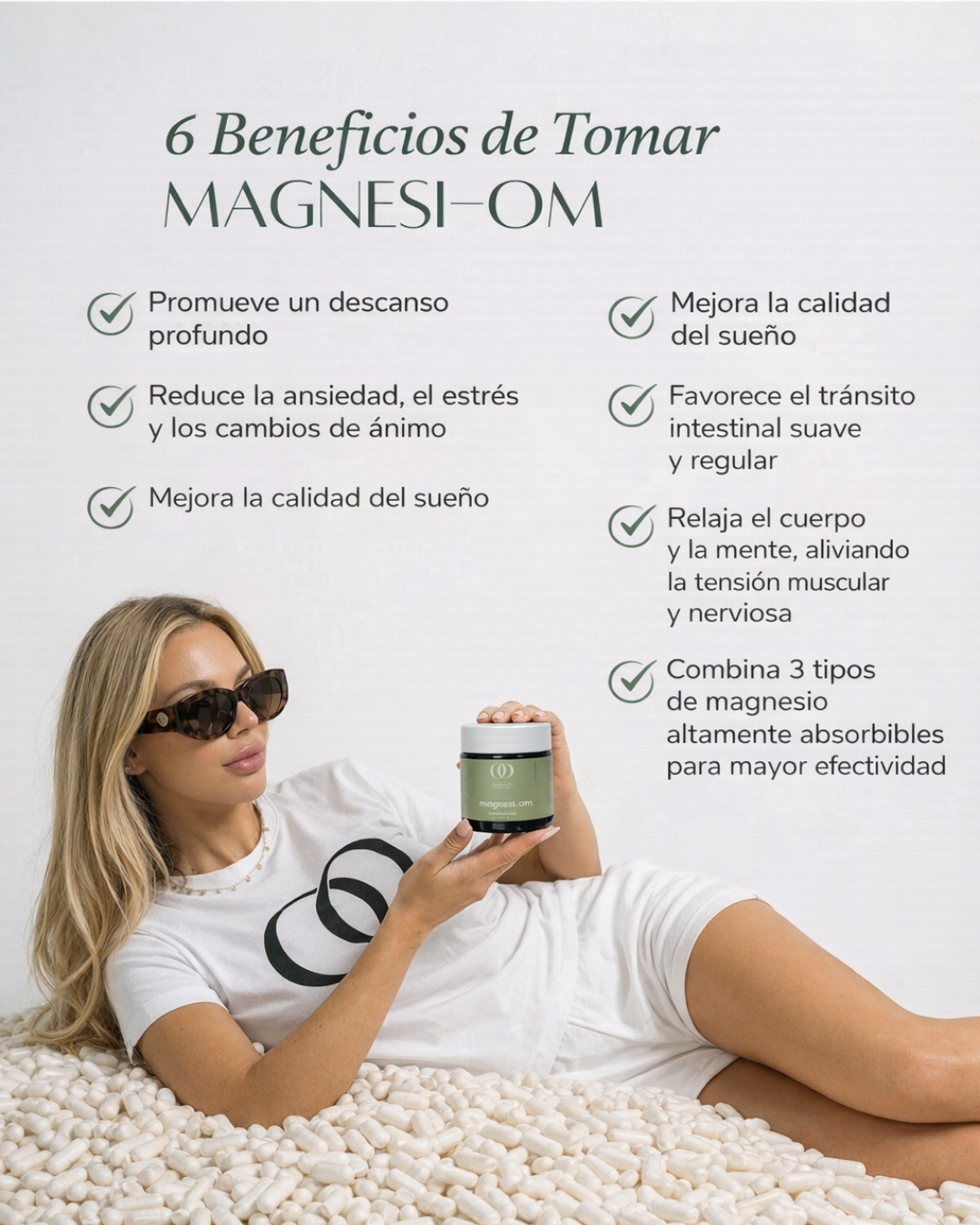 Beneficios de Magnesi-om, suplemento de magnesio de Hoop Wellness para descanso y recuperación